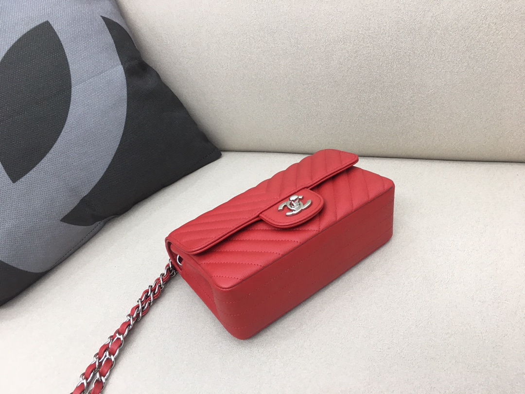 Small Classic Flap Caviar Bag A01116 Red/Silver